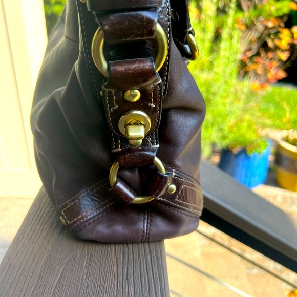 Coach Carly Hobo Brown Nappa Leather Large Shoulder Bag Purse 10615 - Picture 3 of 7